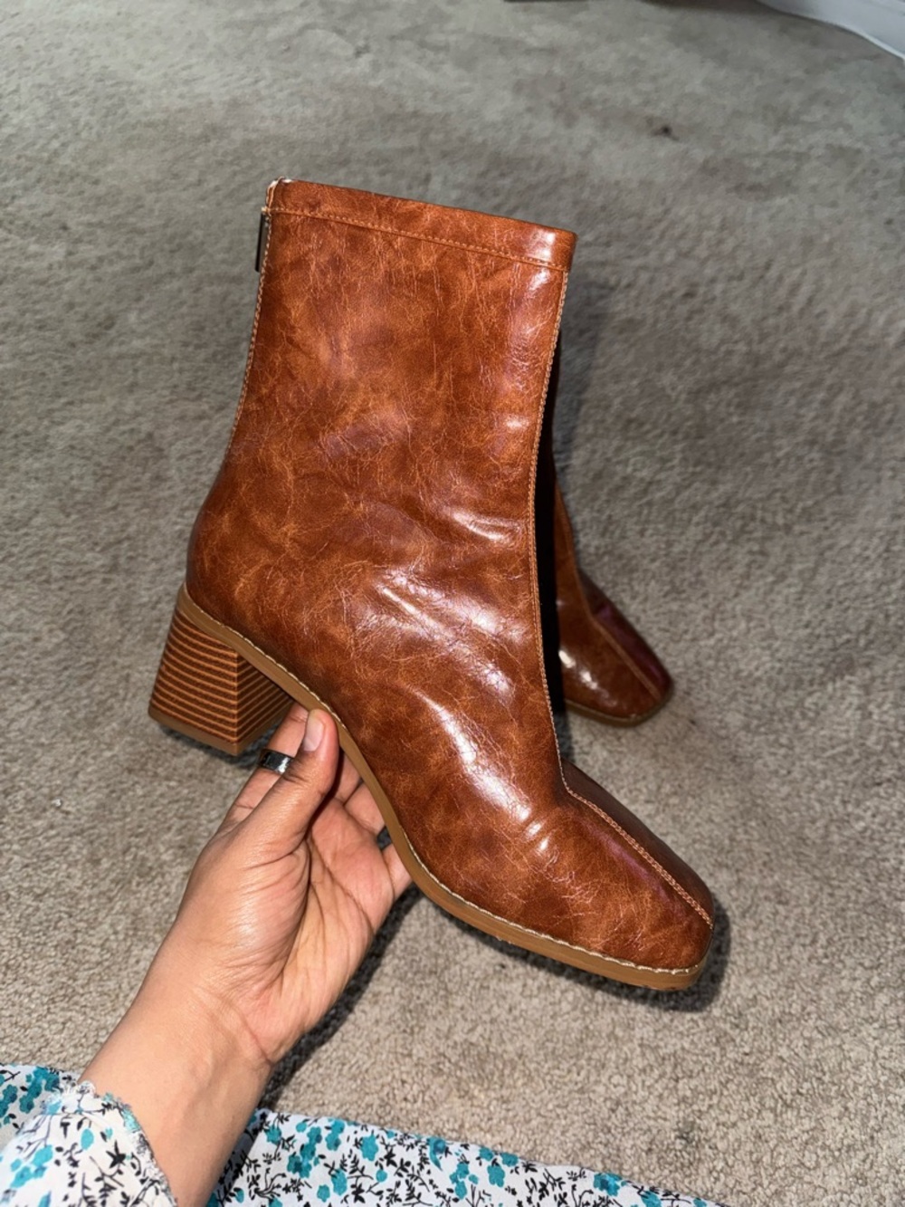 Classic Women's Ankle Boot in Cognac Brown